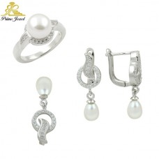 Gümüş zirkon taşlı set ( İnci)